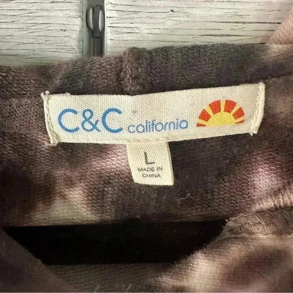 C&C California Twist Front Tie Dye Hoodie, casual beach in good condition size L - Picture 3 of 8